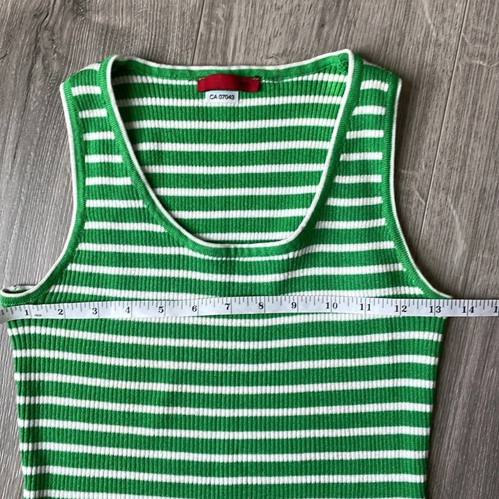 Green & Whit Striped  Sweater Ribbed  Tank . - Picture 4 of 7